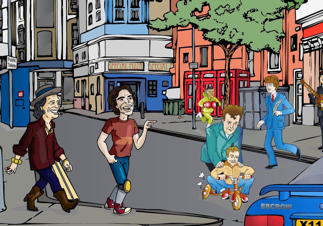 Cartoon London Street Online Treasure Hunt Scene